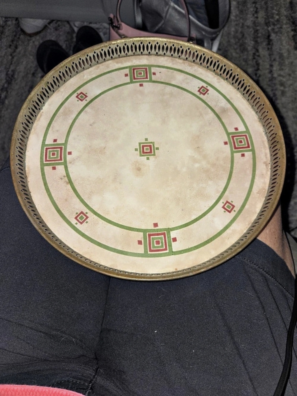 Secessionist Serving Tray in Cream & Green